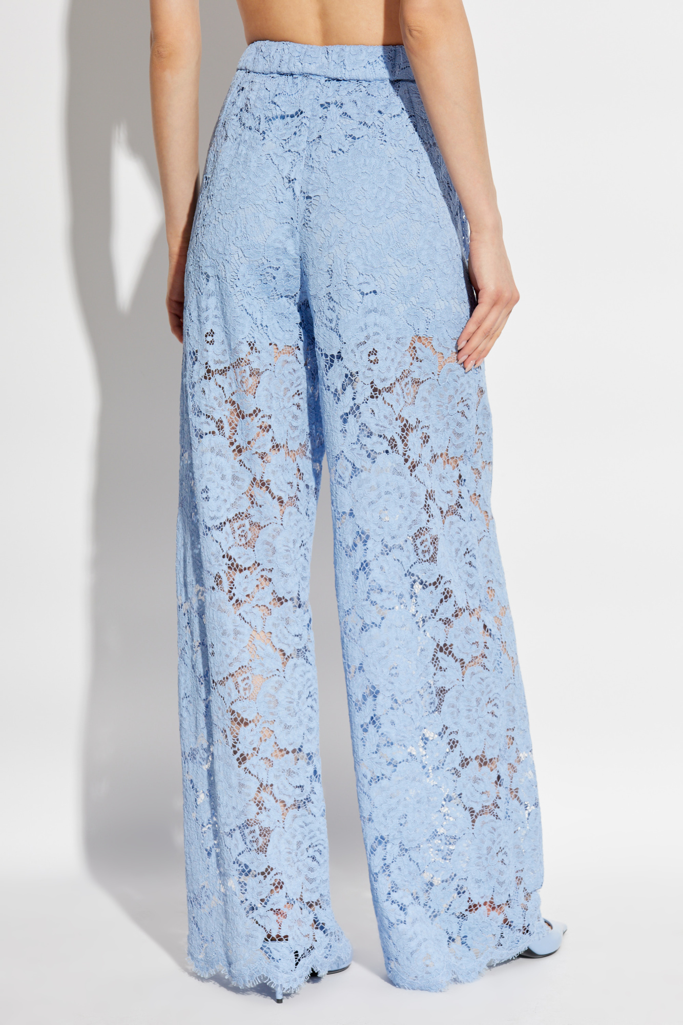 Dolce & Gabbana LIGHT BLUE LACE TROUSERS レース パンツ 上品 Dolce & Gabbana Lace Trousers | Sendegaro US
